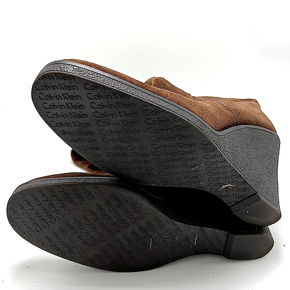 Calvin Klein brown leather boots size 8 wedge - Picture 8 of 8